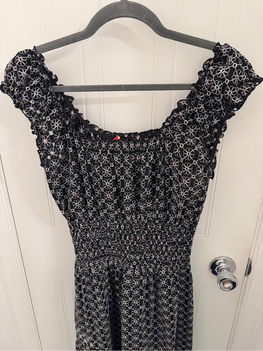 Lisa Says Gah Annie Dress - Black and White Eyelet Floral Maxi Dress